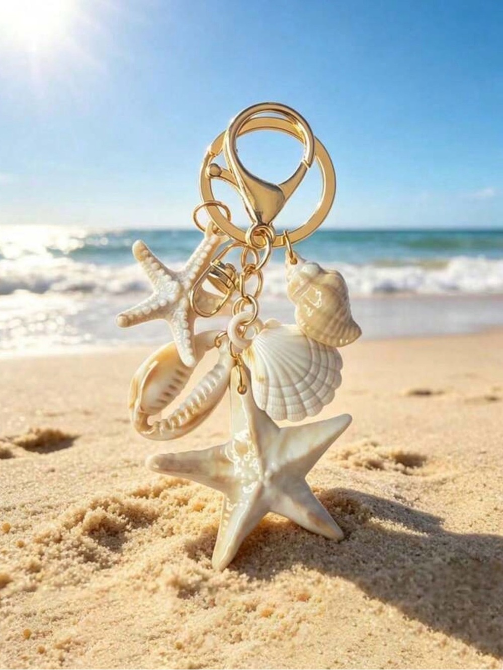 Seashell Starfish Keychain Bag Charm - Picture 6 of 8